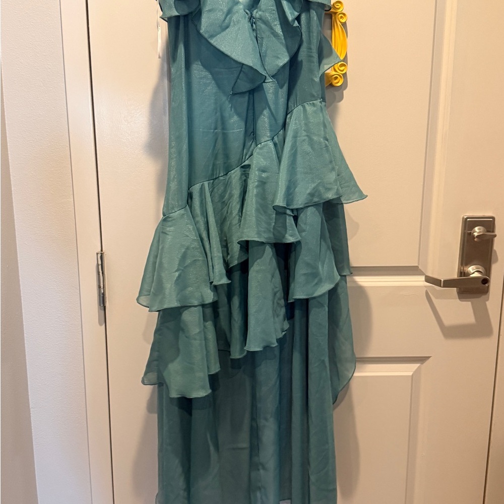Lulu's Teal Ruffled High-Low Maxi Dress - Picture 2 of 3